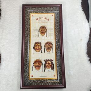 The Hahoe Byeolsin Korean Exorcism Masks Framed Wood Glass AD2000 Design House